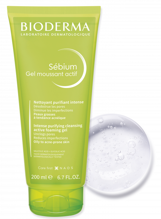 Sebium Gel moussant actiff 200ml, dubinski gel za čišćenje kože sklone aknama, kombinovane do measne kože-BIODERMA